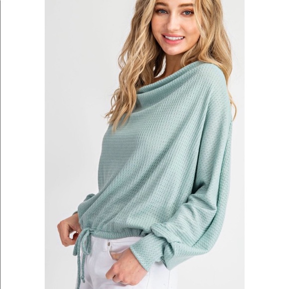 NEW! Mint Waffle Knit Top! - Picture 5 of 6